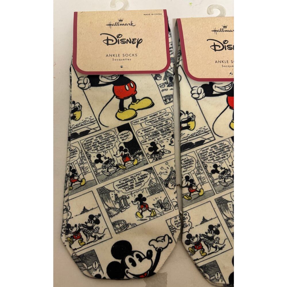 Hallmark Disney Mickey Mouse Comic Print Ankle Socks Lot of 2 Women Men NWT New - Picture 3 of 5